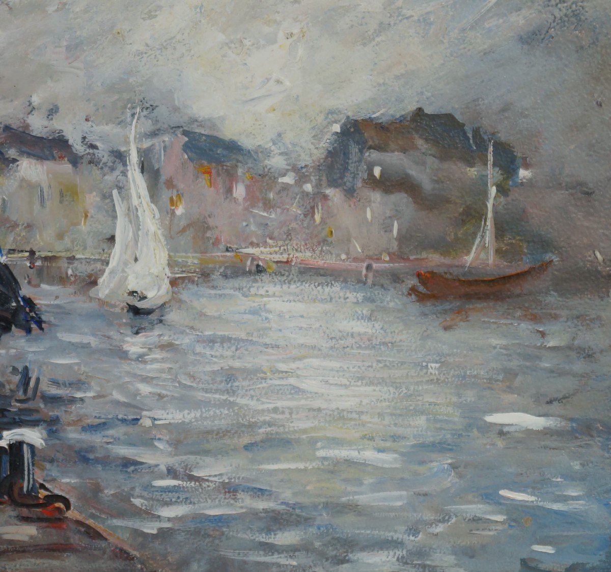 French School, Post-impressionist From The 20th Century “abeille Au Havre” By Henri Gaudin.-photo-4