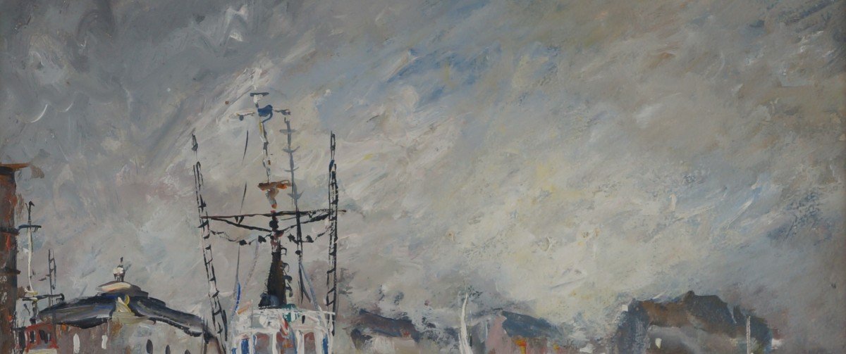 French School, Post-impressionist From The 20th Century “abeille Au Havre” By Henri Gaudin.-photo-5