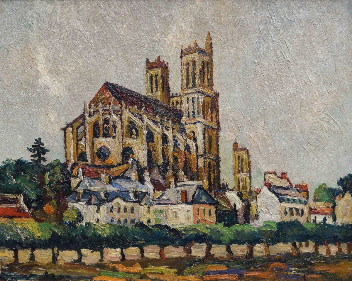 School Of Rouen And Post-impressionist Of The 20th Century “collegiale De Mantes La Jolie” Pierre Dumont -photo-2