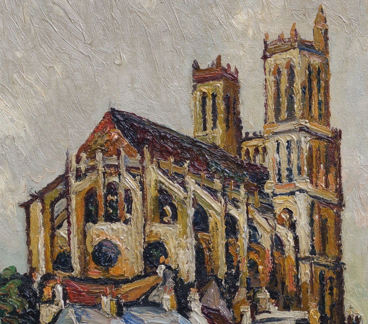 Ecole de Rouen, Postimpressionniste du XXème « Collégiale de Mantes La Jolie» Pierre Dumont (1884-1936)-photo-1