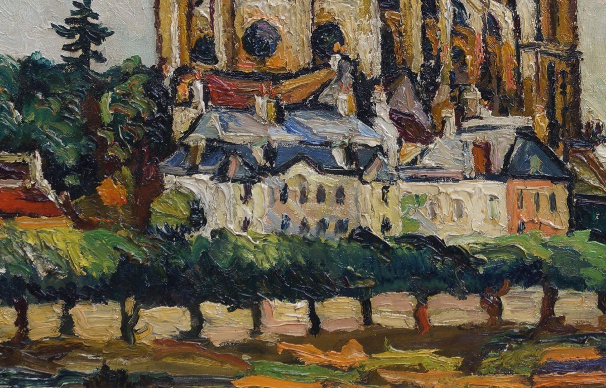 Ecole de Rouen, Postimpressionniste du XXème « Collégiale de Mantes La Jolie» Pierre Dumont (1884-1936)-photo-3