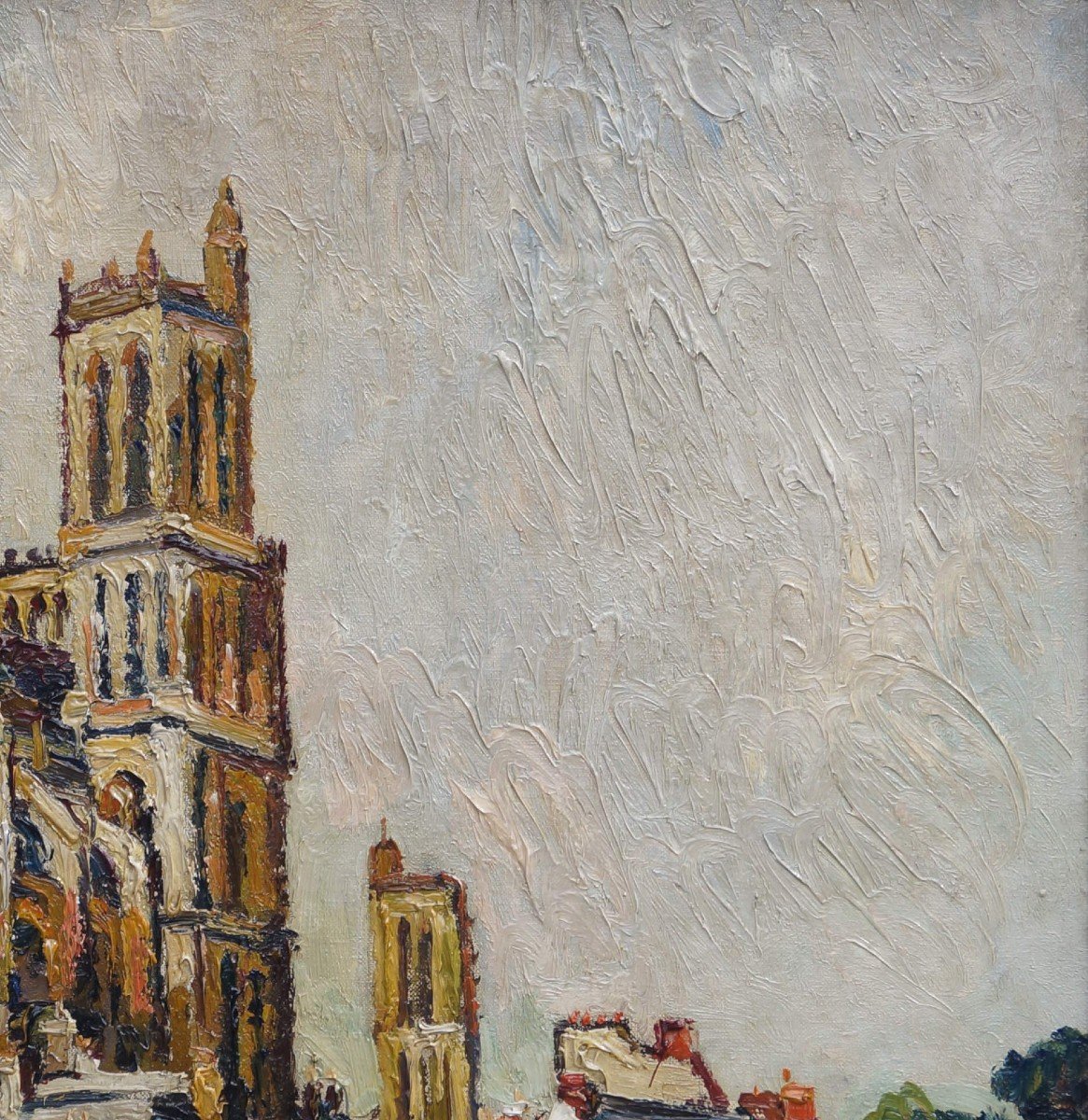 School Of Rouen And Post-impressionist Of The 20th Century “collegiale De Mantes La Jolie” Pierre Dumont -photo-5
