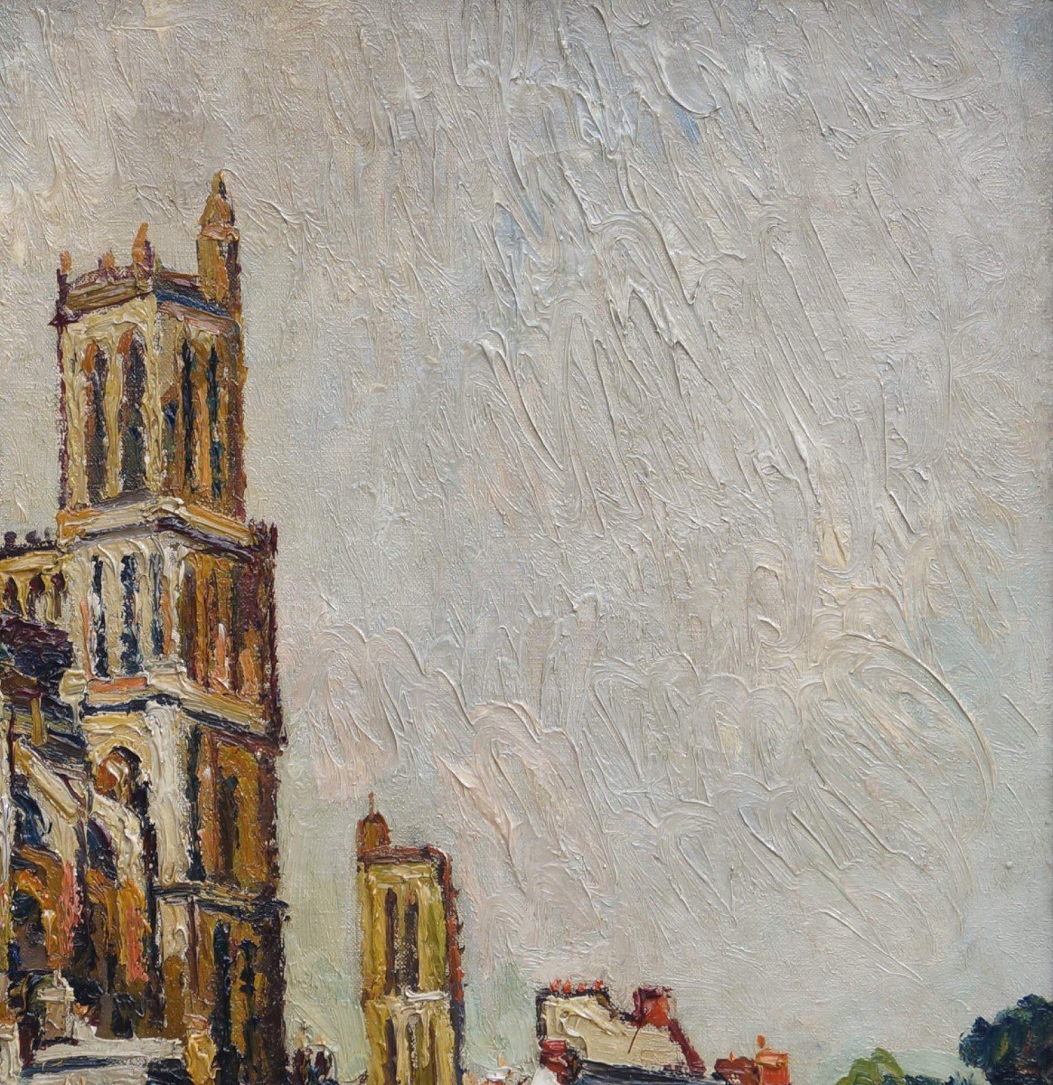 Ecole de Rouen, Postimpressionniste du XXème « Collégiale de Mantes La Jolie» Pierre Dumont (1884-1936)-photo-5