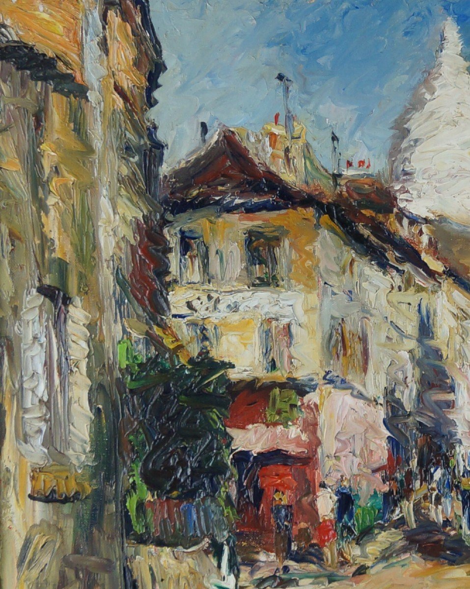 French And Paris School Of The 20th Century “montmartre, Rue Norvins” By Yves Bacon (1907-2004)-photo-4