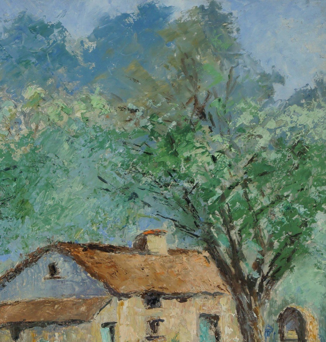 Ecole Française du XXème « Ferme au Pays Basque » Par Anonyme.-photo-3