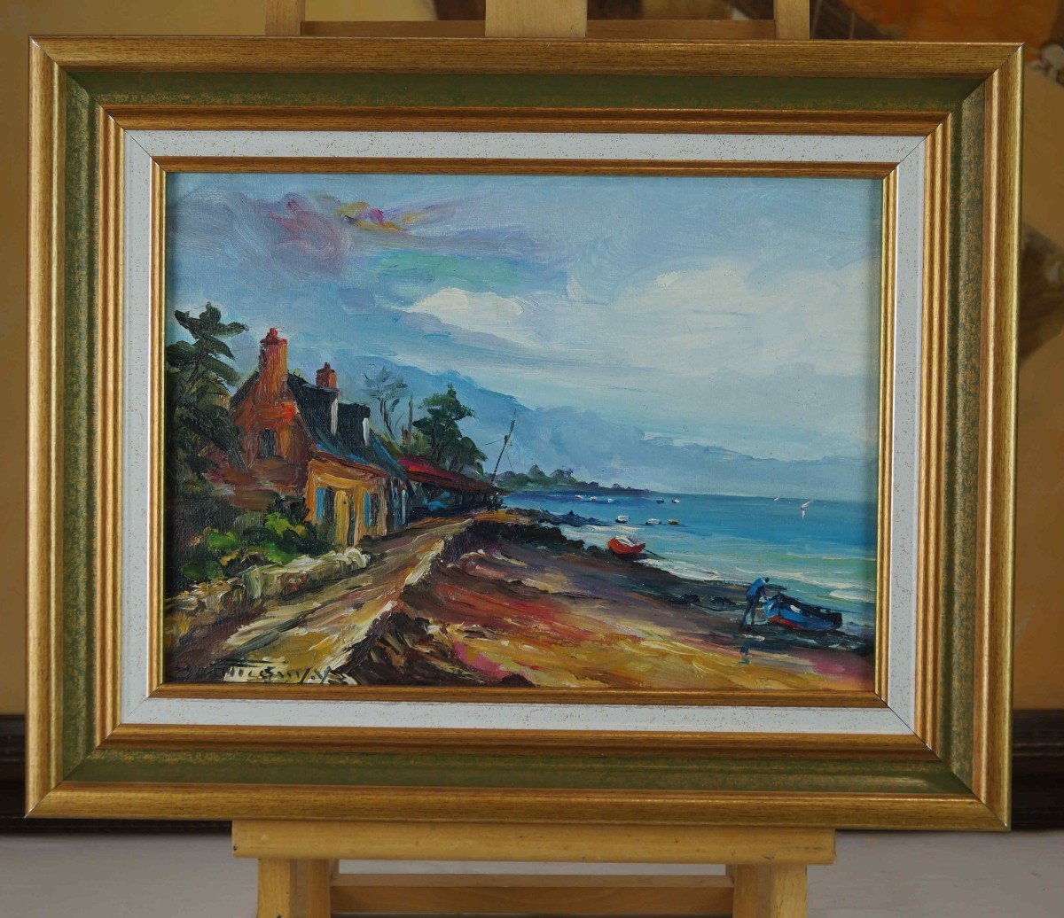 French School, Post-impressionist Of Rouen “breton House Near Paimpol” By Bouffigny-photo-3
