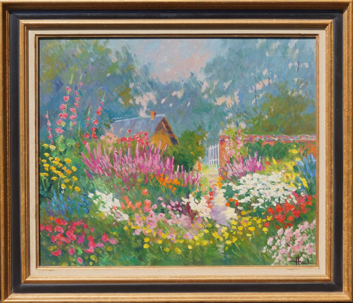 Rouen School And Post-impressionist Of The 20th Century “the Gardener’s Shed” By Jacques Huet. 