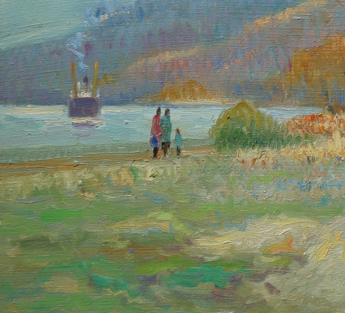 French And Post-impressionist School Of Rouen “seine At Vieux-port” By J. Huet (1936). -photo-2