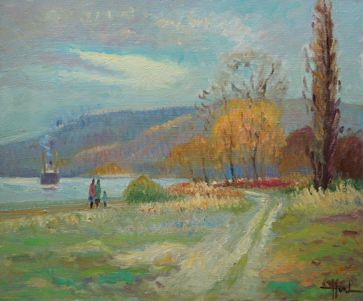 French And Post-impressionist School Of Rouen “seine At Vieux-port” By J. Huet (1936). 