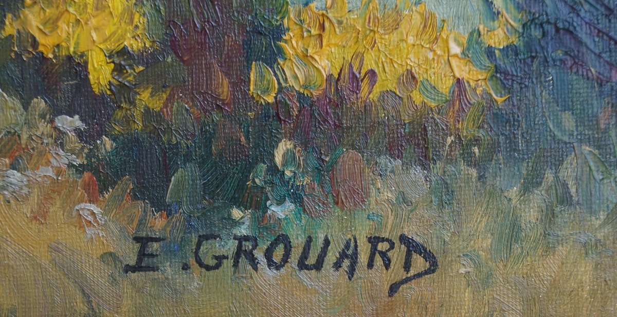 French And Impressionist School Of The Rouen School “panorama Of Rouen” By Eliane Grouard.-photo-4