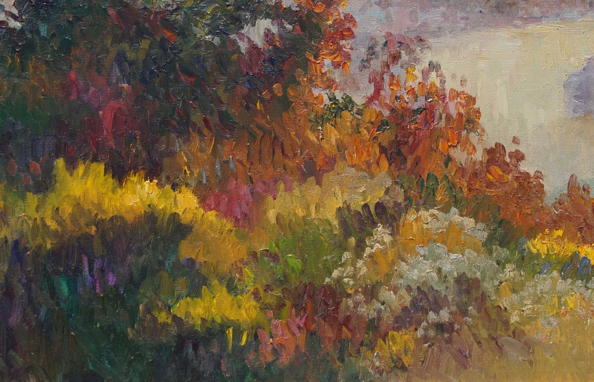 French And Impressionist School Of The Rouen School “panorama Of Rouen” By Eliane Grouard.-photo-3