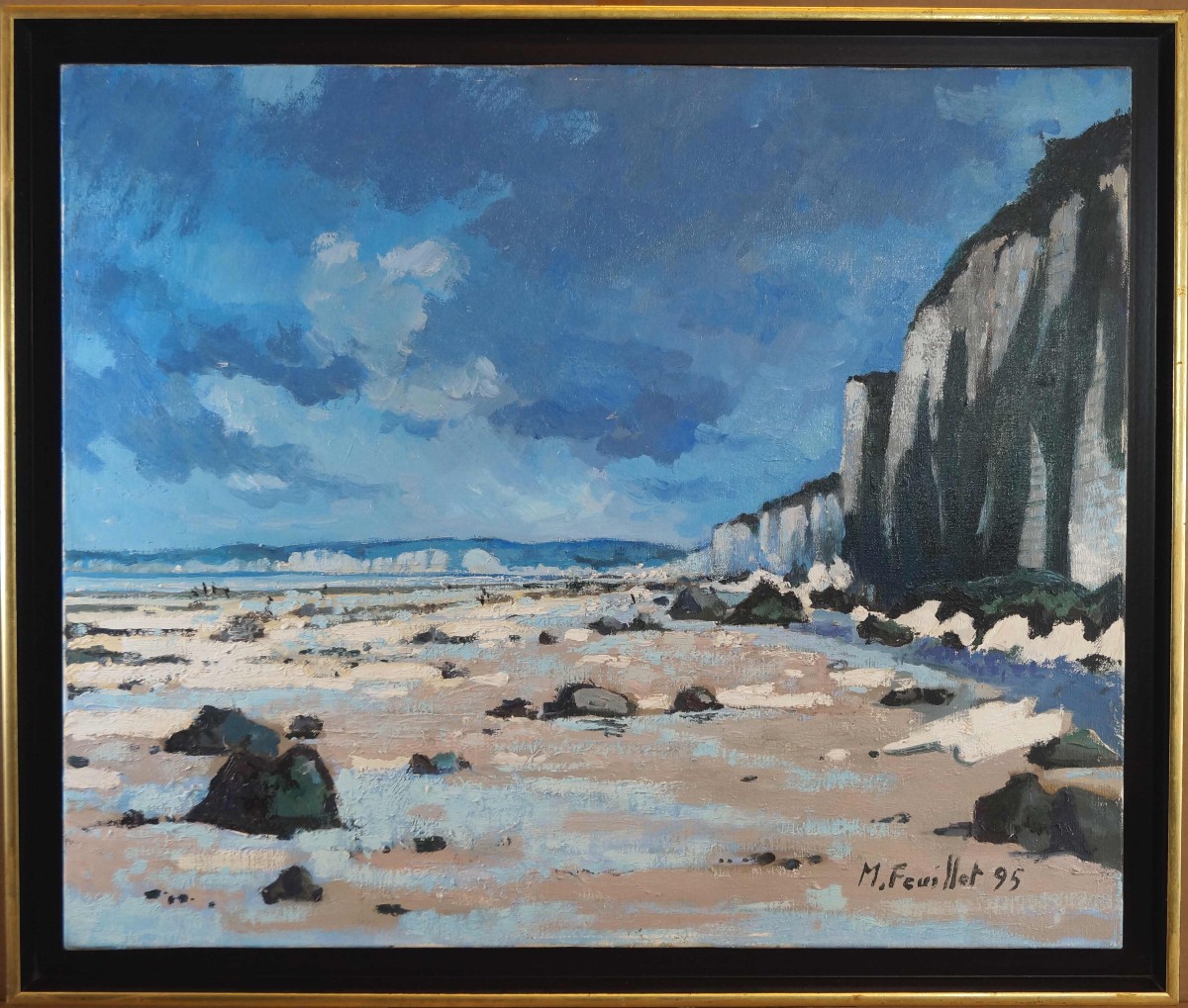 French And Norman School Of The 20th Century “cliffs Of Pourville-sur-mer” By Marc Feuillet.-photo-2