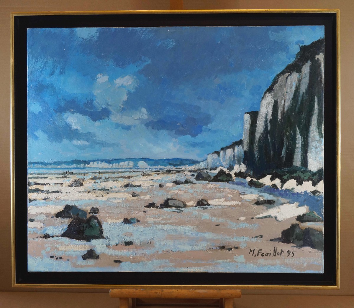 French And Norman School Of The 20th Century “cliffs Of Pourville-sur-mer” By Marc Feuillet.-photo-3