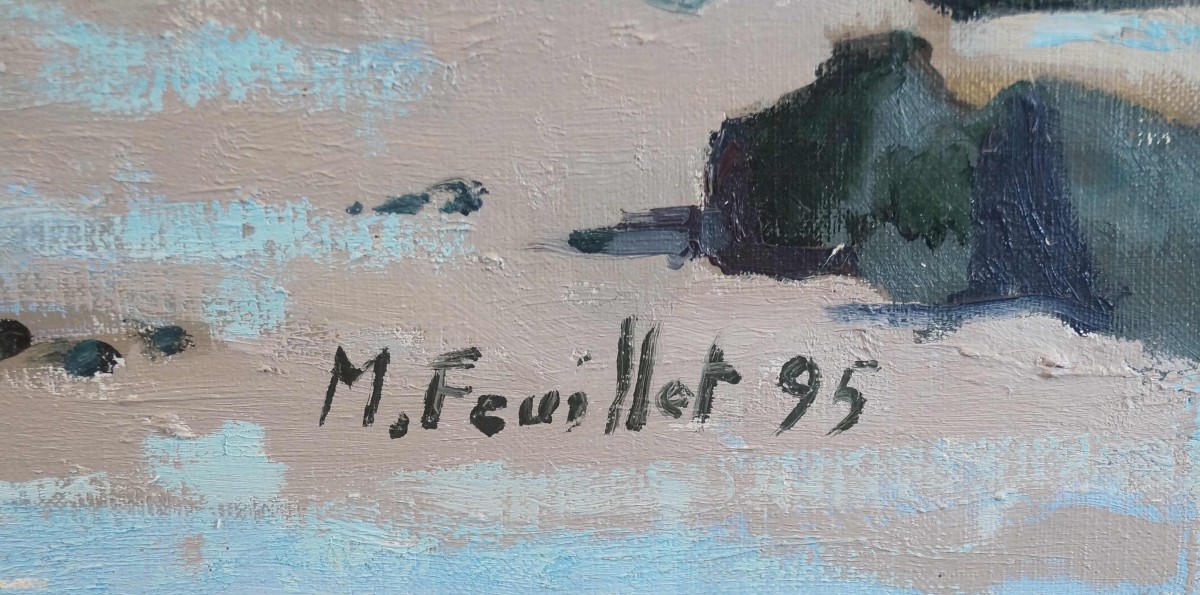 French And Norman School Of The 20th Century “cliffs Of Pourville-sur-mer” By Marc Feuillet.-photo-4