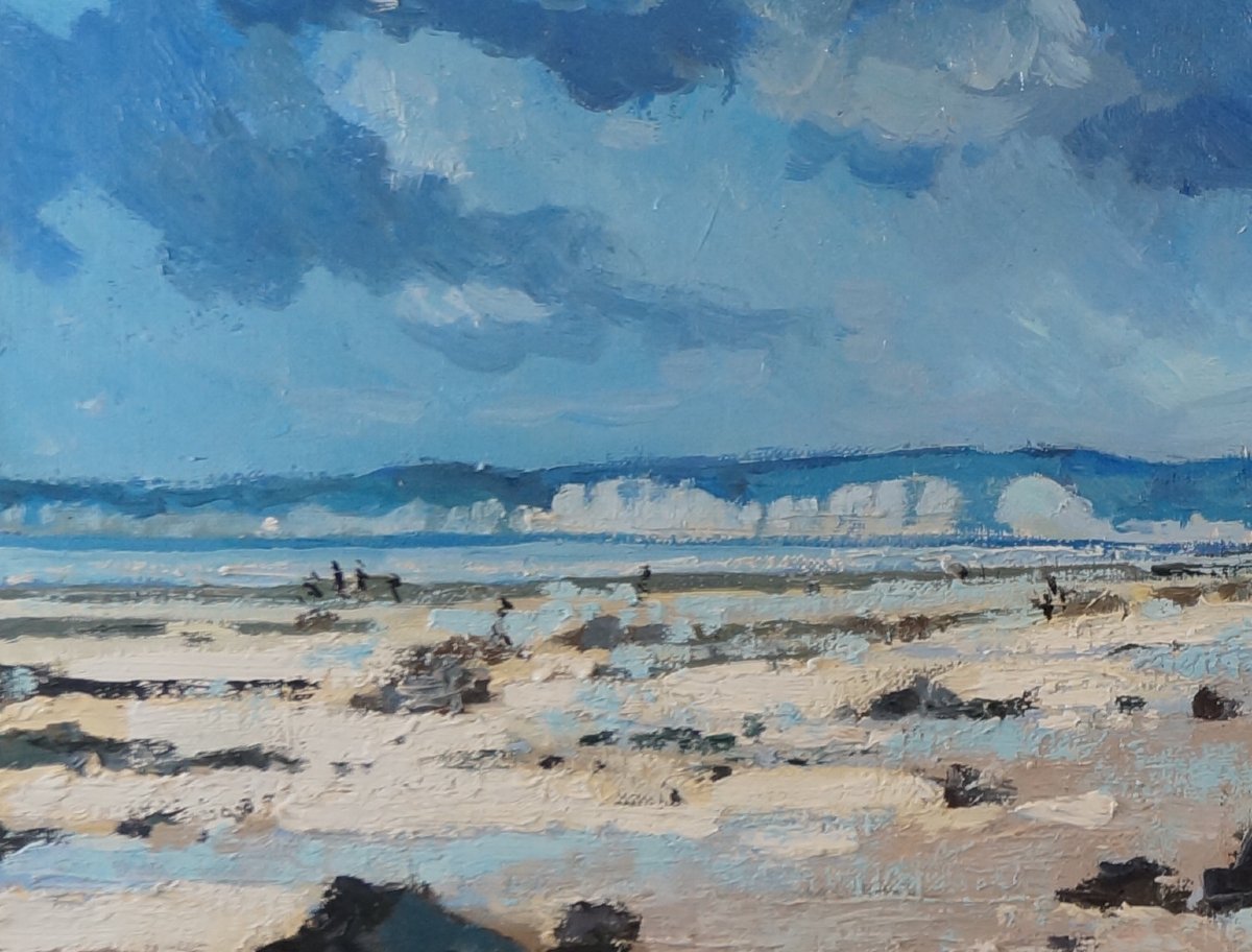 French And Norman School Of The 20th Century “cliffs Of Pourville-sur-mer” By Marc Feuillet.-photo-1