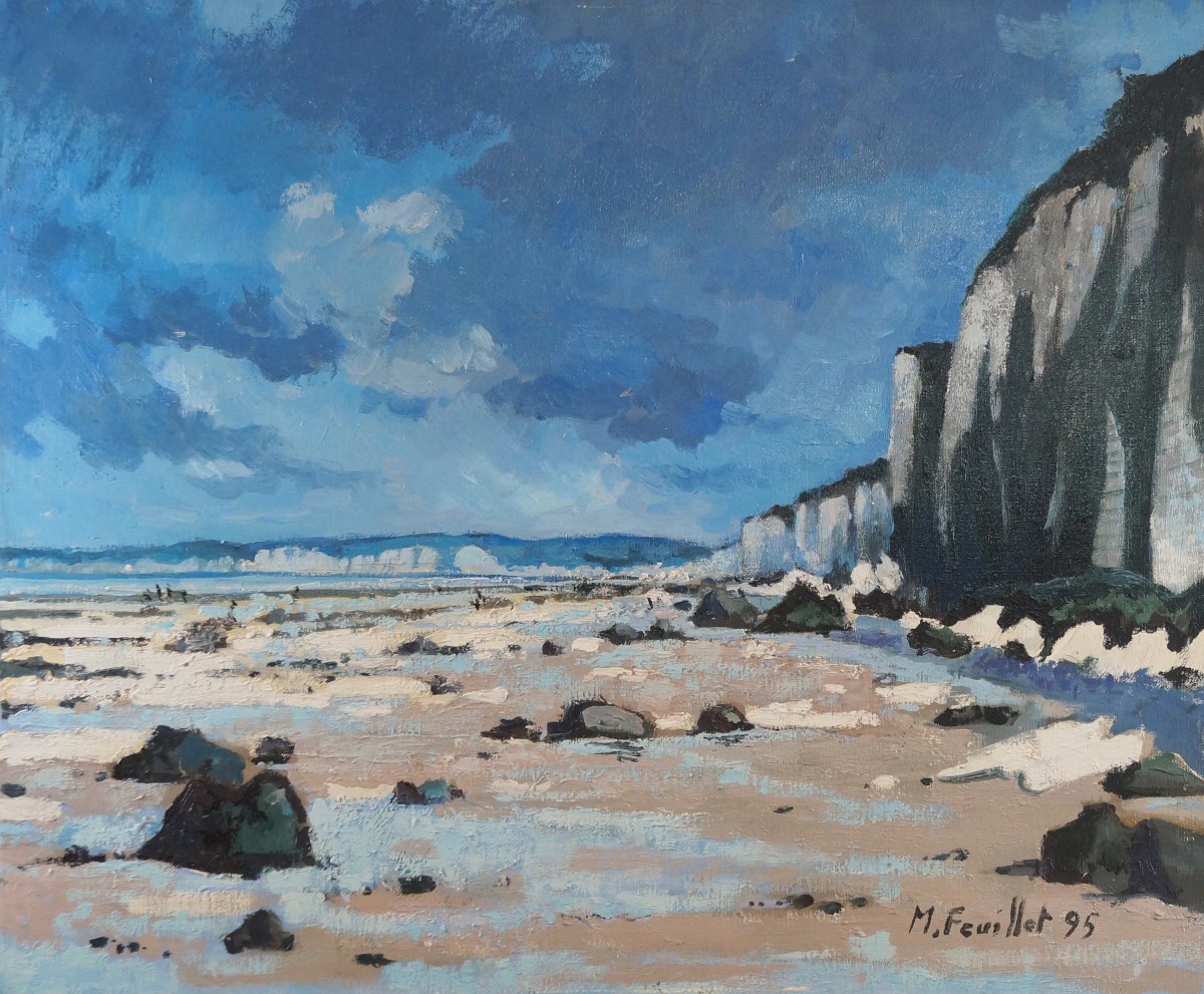 French And Norman School Of The 20th Century “cliffs Of Pourville-sur-mer” By Marc Feuillet.