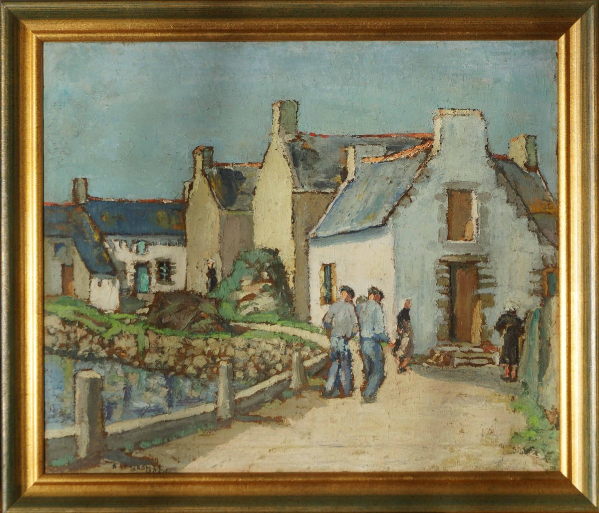 French School Of The Early 20th Century “saint Cado” By A. Le Bronec-photo-2