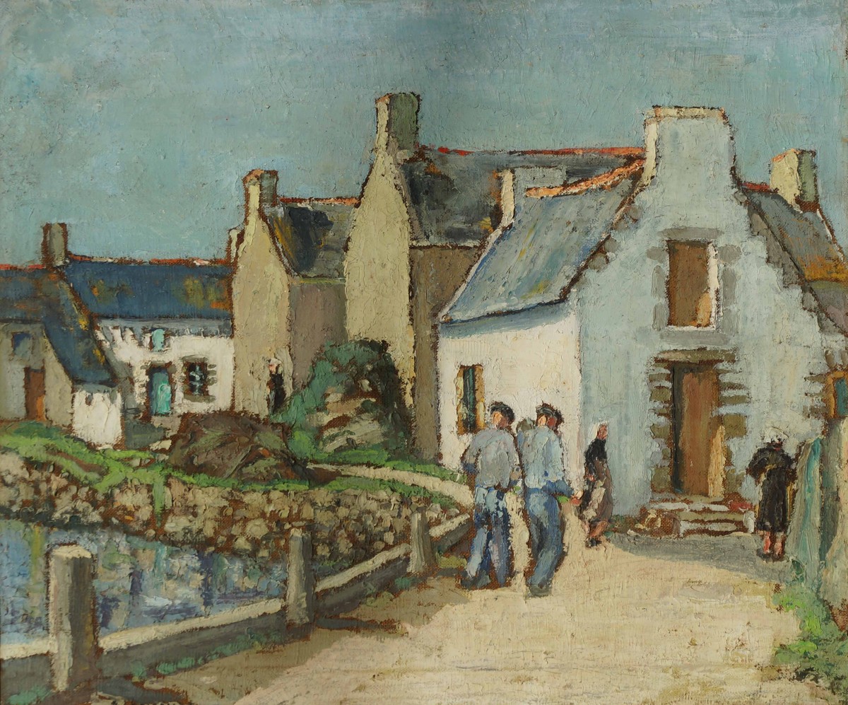 French School Of The Early 20th Century “saint Cado” By A. Le Bronec