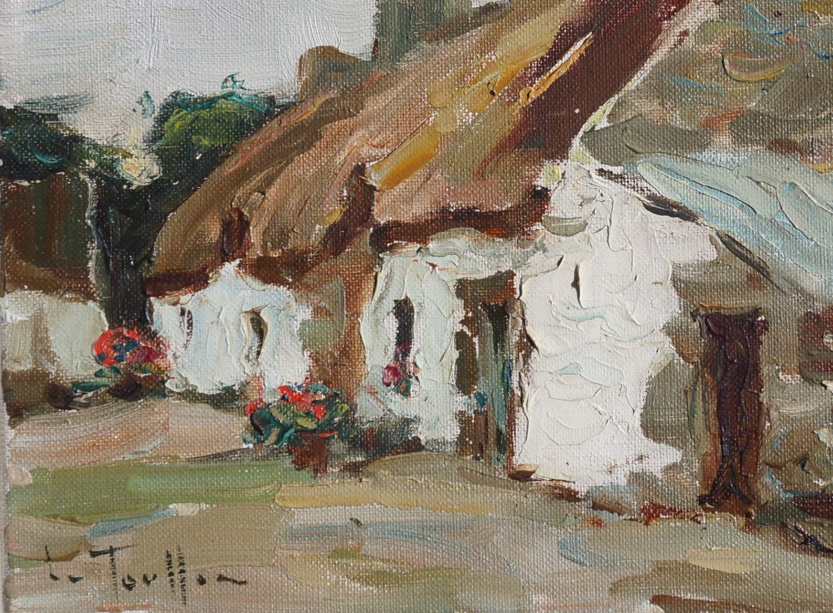 Ecole Française du XXème « Maison Bretonne » par Jean-Louis LE TOULLEC (1902-1942)-photo-4