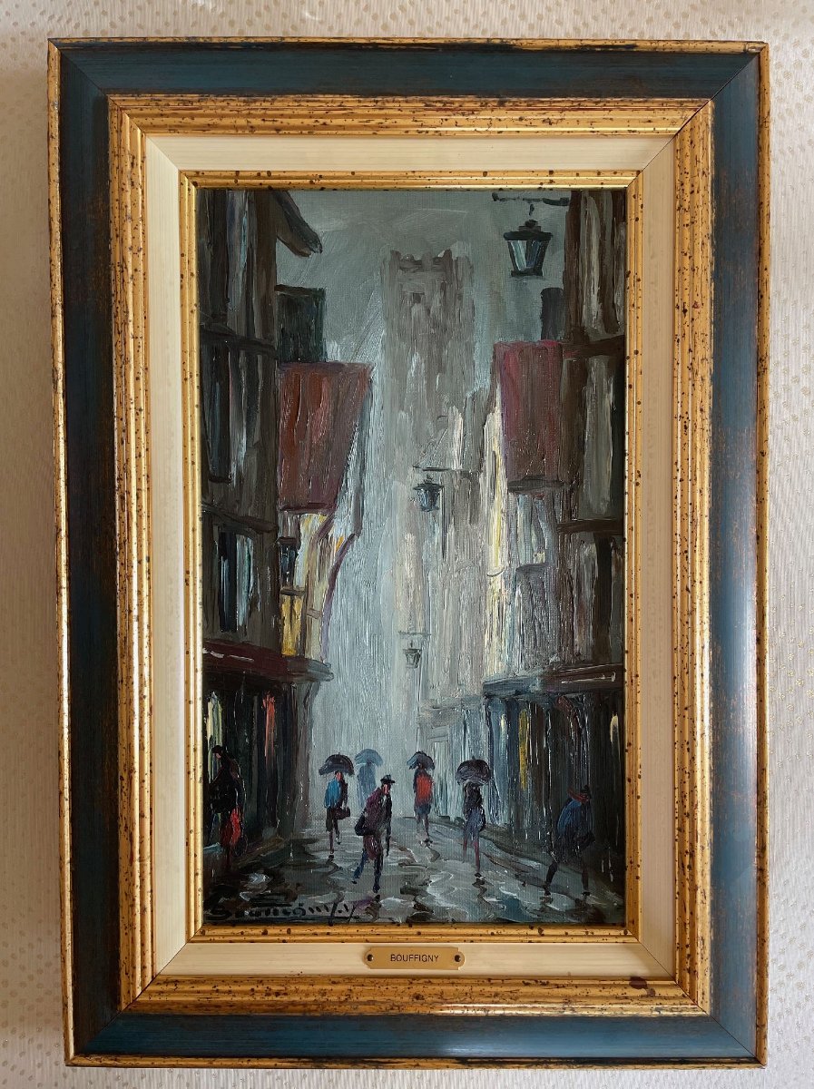 Ecole Française et Postimpressionniste du XXème « Effets de pluie, rue Damiette» par BOUFFIGNY.-photo-3