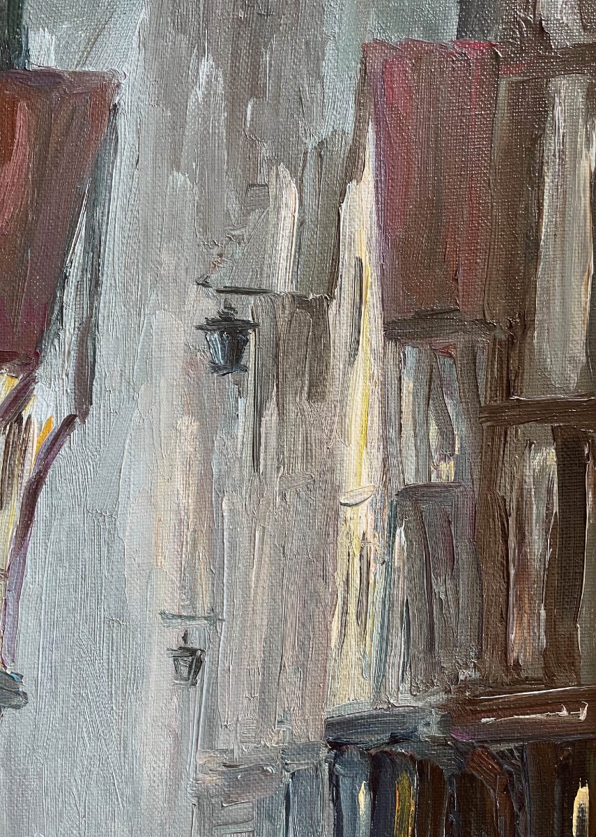 Ecole Française et Postimpressionniste du XXème « Effets de pluie, rue Damiette» par BOUFFIGNY.-photo-2