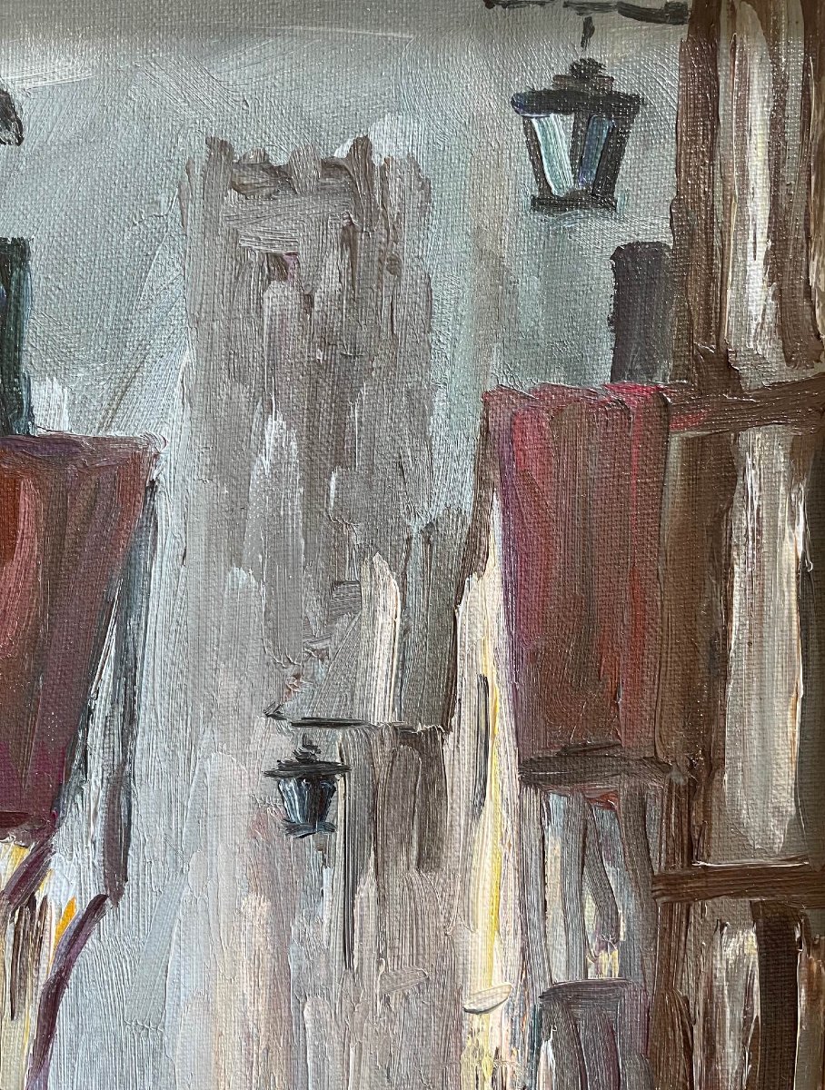 Ecole Française et Postimpressionniste du XXème « Effets de pluie, rue Damiette» par BOUFFIGNY.-photo-3