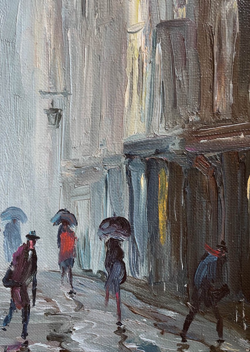Ecole Française et Postimpressionniste du XXème « Effets de pluie, rue Damiette» par BOUFFIGNY.-photo-4