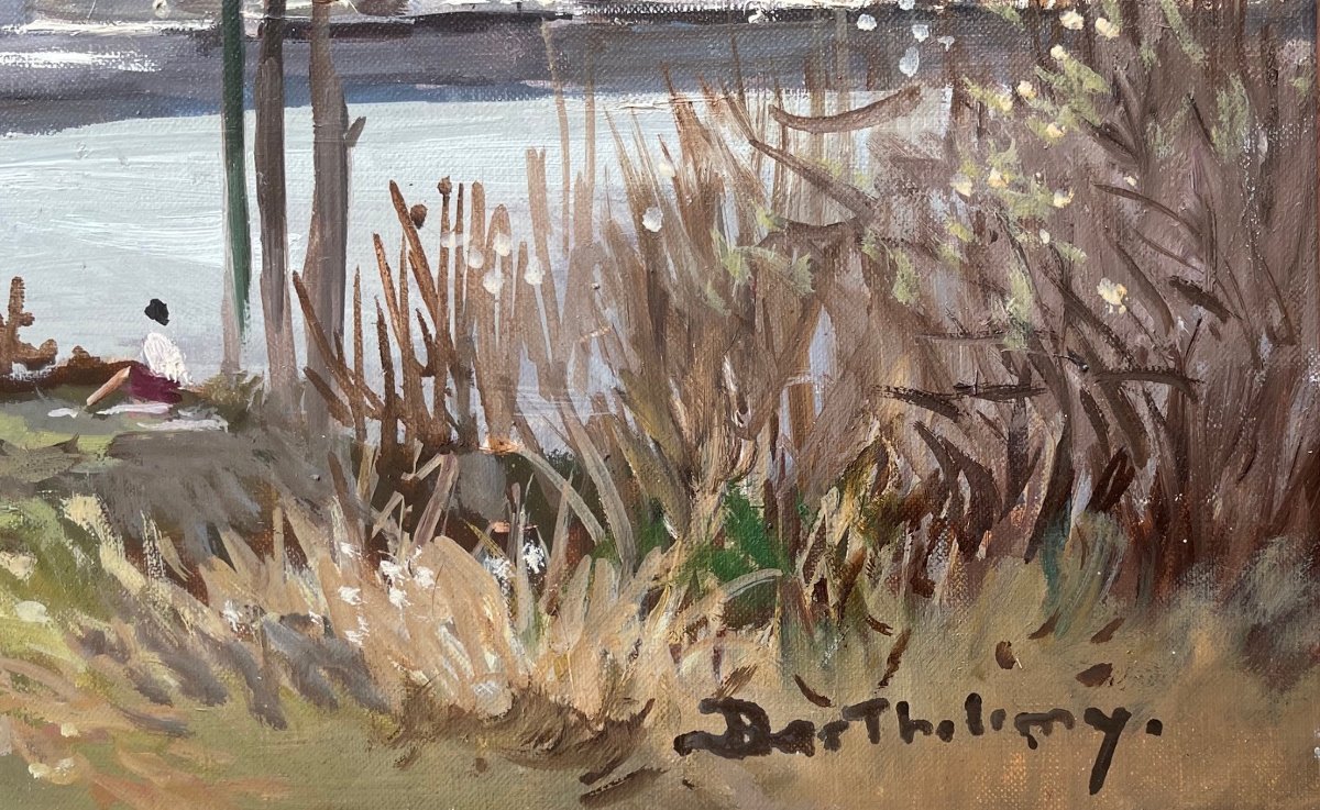 Ecole Française et postimpressionniste du XXème « Dimanche d’automne » Gérard BARTHELEMY.-photo-3