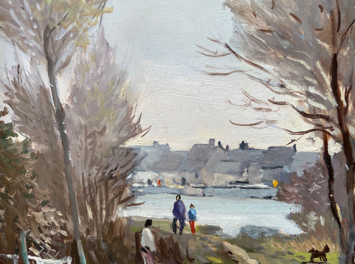 Ecole Française et postimpressionniste du XXème « Dimanche d’automne » Gérard BARTHELEMY.-photo-4