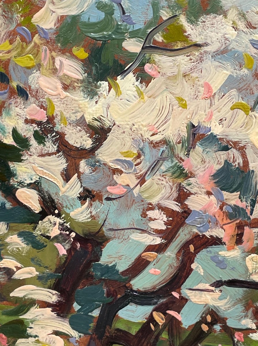 Early 20th-century French School: “apple Tree In Bloom In Normandy” By André Suras.-photo-3