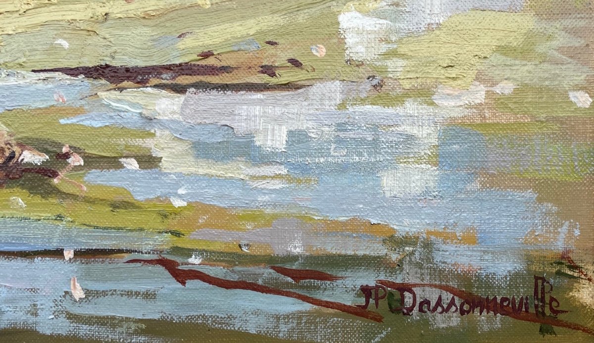 20th-century French And Norman School: “harbor Scene, Côte D’armor” By Jp. Dassonneville-photo-2
