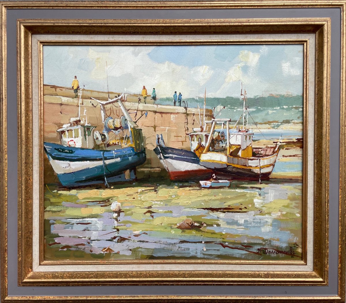 20th-century French And Norman School: “harbor Scene, Côte D’armor” By Jp. Dassonneville-photo-4
