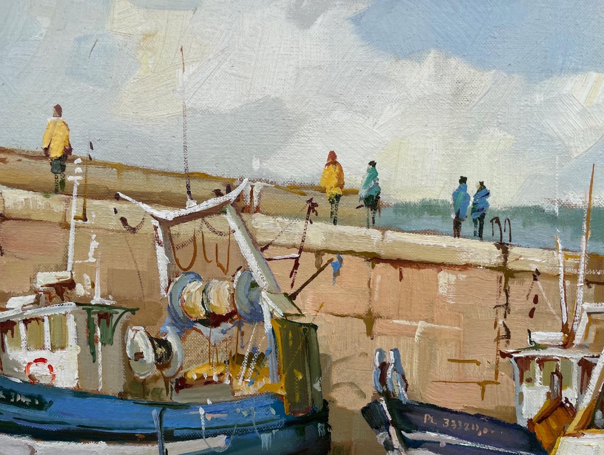 20th-century French And Norman School: “harbor Scene, Côte D’armor” By Jp. Dassonneville-photo-2