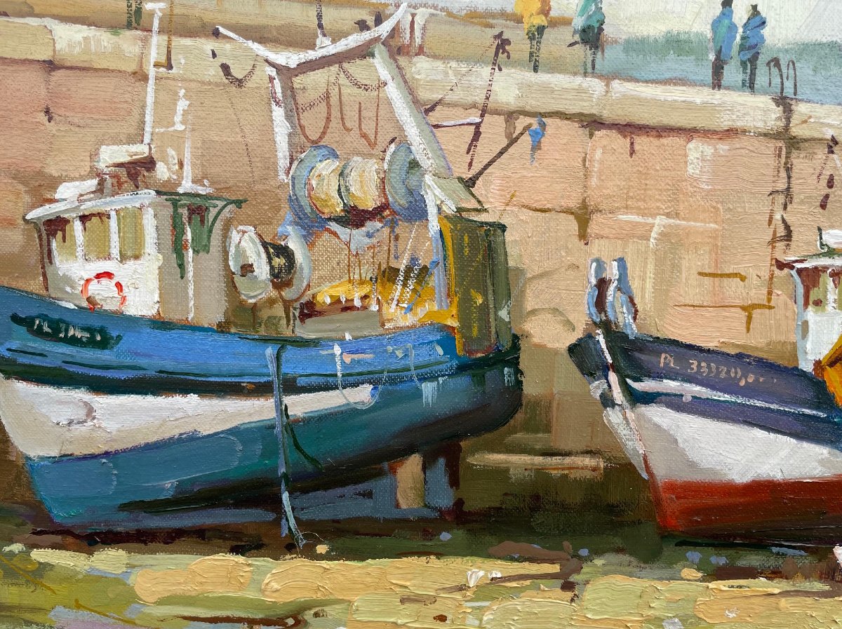 20th-century French And Norman School: “harbor Scene, Côte D’armor” By Jp. Dassonneville-photo-3