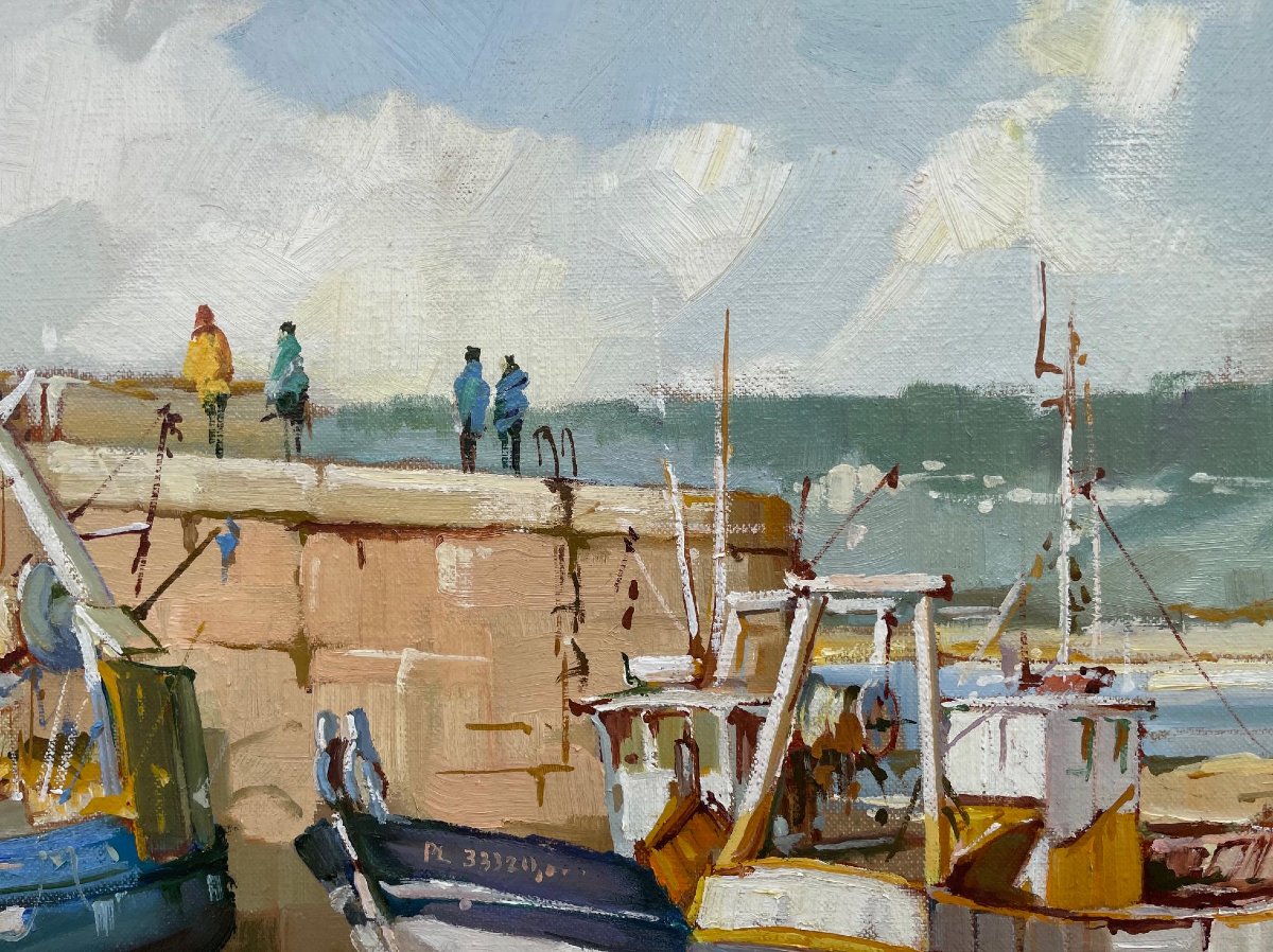 20th-century French And Norman School: “harbor Scene, Côte D’armor” By Jp. Dassonneville-photo-5