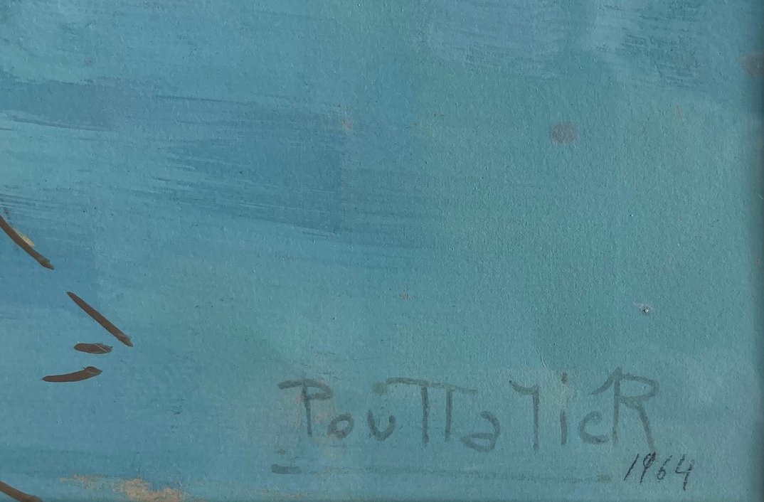 Ecole Française, figurative du XXème « Scène portuaire » par POUTTALIER-photo-4