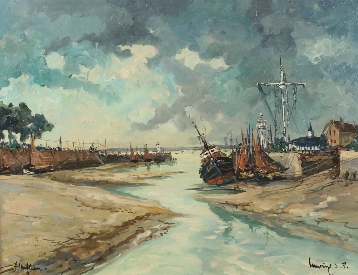 Ecole Française Du XXème « Entrée Du Port De Honfleur » Par Robert Lavoine (1916-1999) 