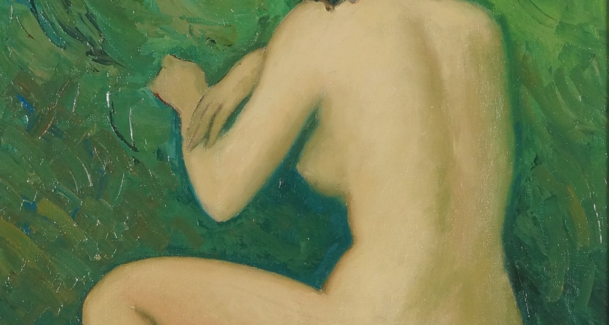 Ecole Française du XXème « Jeune fille nue de dos » par Fernand LABAT (1889-)-photo-2
