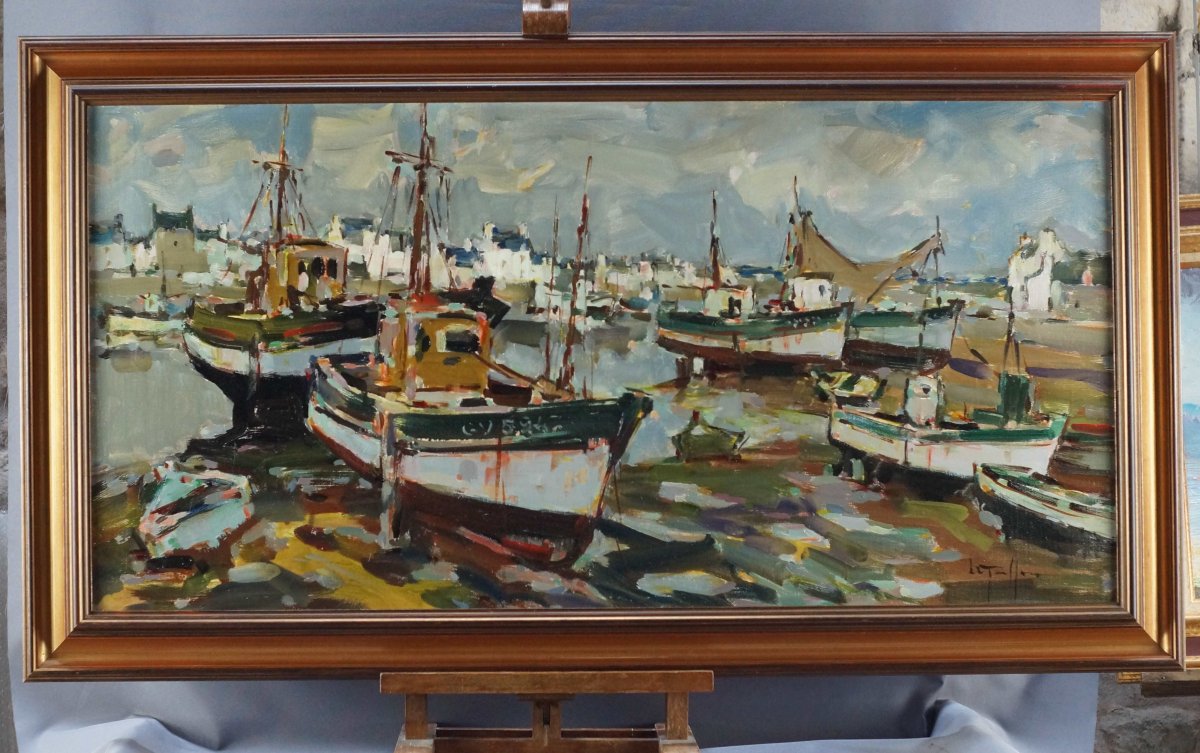 Ecole Française du XXème « Bateaux de pêche du Guilvinec » par LE TOULLEC (1902-1999).-photo-4