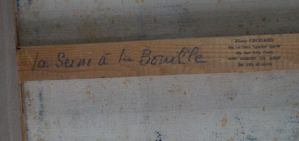Ecole Française et impressionniste de  Rouen du XXème   «La Seine à La BOUILLE» par E. GROUARD-photo-8