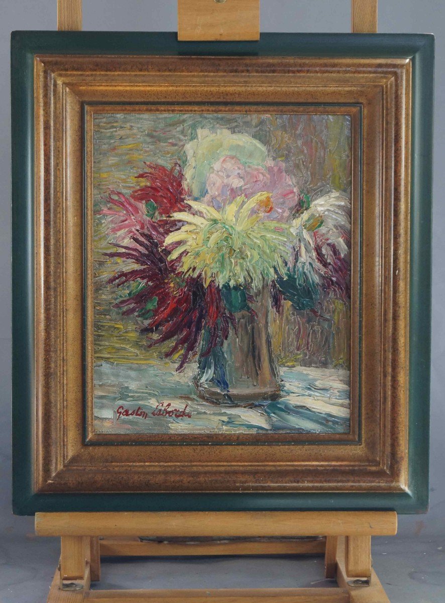 Ecole de Rouen et Postimpressionniste du XXème « Composition Florale » Par Gaston LABORDE  (1892-1965)-photo-3