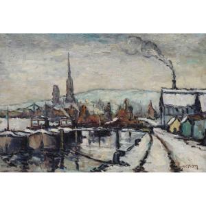School Of Rouen And Post-impressionist Of The Twentieth ""rouen, Le Préaux Loups" Lernon (1921-2007)