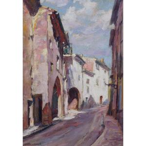 20th Century School “old Street, Provençal Village” Gaston Leenaerts (1888-).