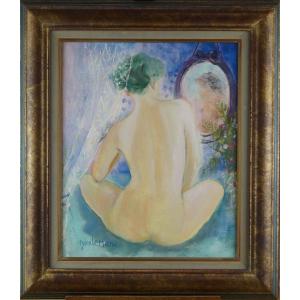 French School Of The 20th Century “young Woman Naked From Behind” By Nicole Marc