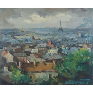 Ecole Française et de Paris du XXème « Les Toits de Paris » Par Roger BERTIN  (1915-2003)