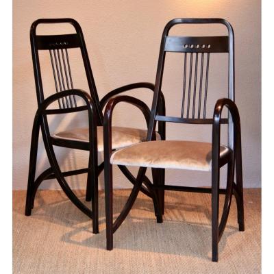 Pair Of Thonet Armchairs, 1900, Attributed To Josef Hoffmann