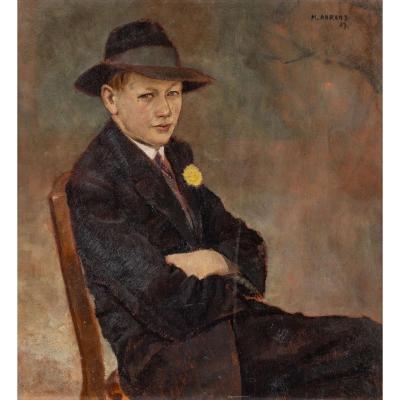 Max Ahrens , Portrait D’un  Confirmand ,  Signé, Daté 1927 . Nouvelle Objectivité Allemande 