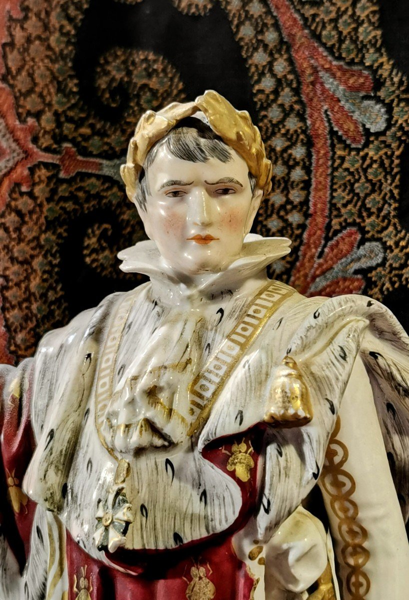 Ceramic Sculpture Of The Emperor, Napoleon And Josephine In Earthenware, French Porcelain-photo-8