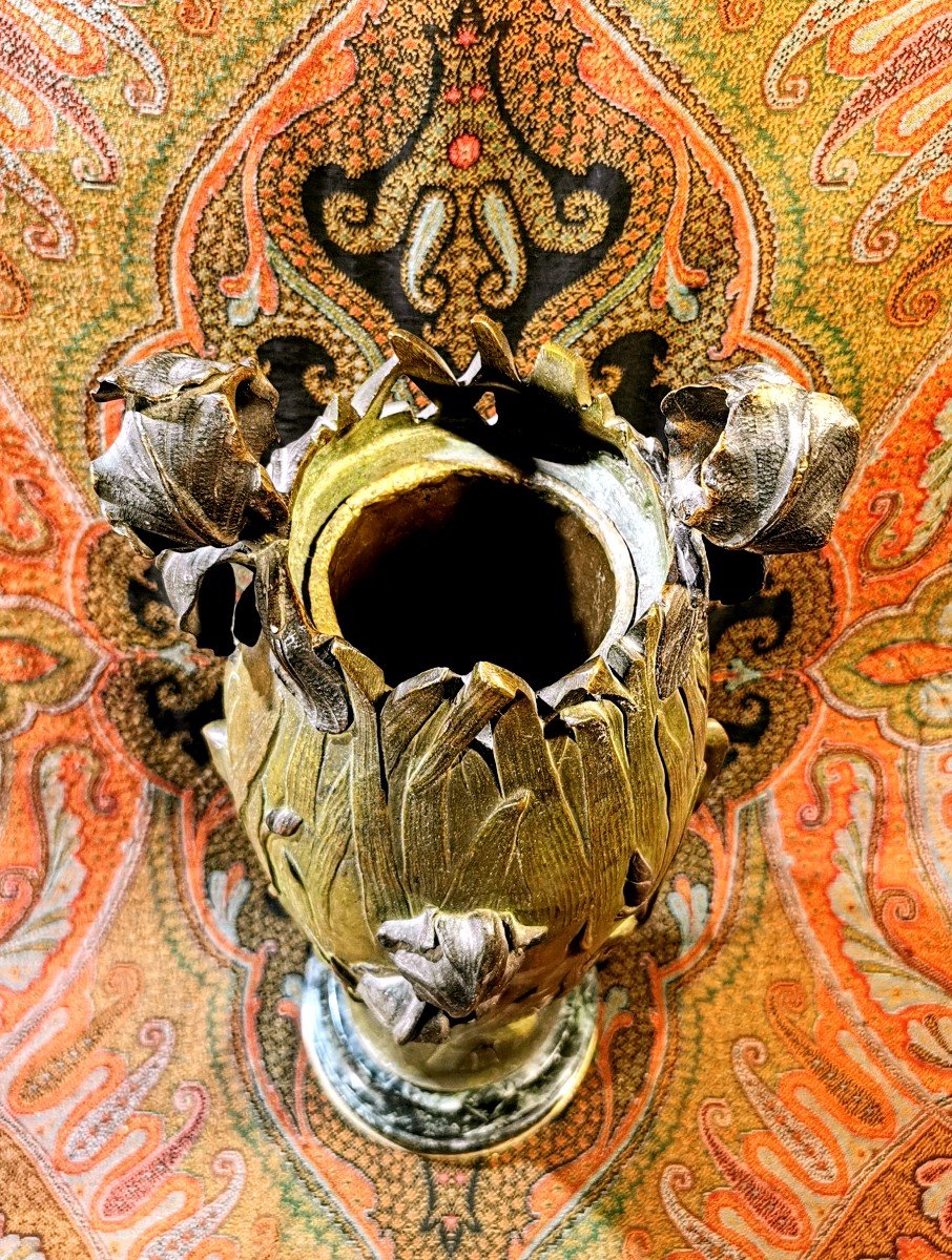 Grand vase en bronze - sculpture art nouveau - France début XX ème - 1900-photo-1