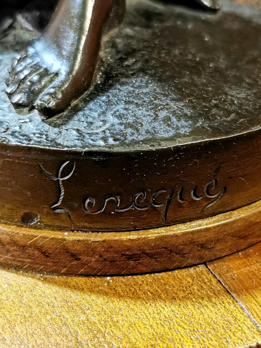 Sculpture en Bronze Signé LEVEQUE Nu Artistique du XIX e  " La Maternité "-photo-2